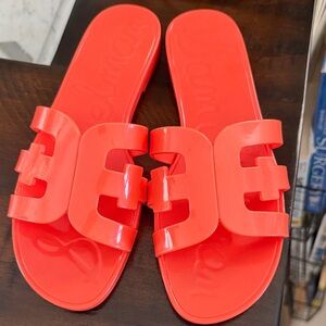 Sam Edelman Vibrant Orange Jelly Slide Sandals